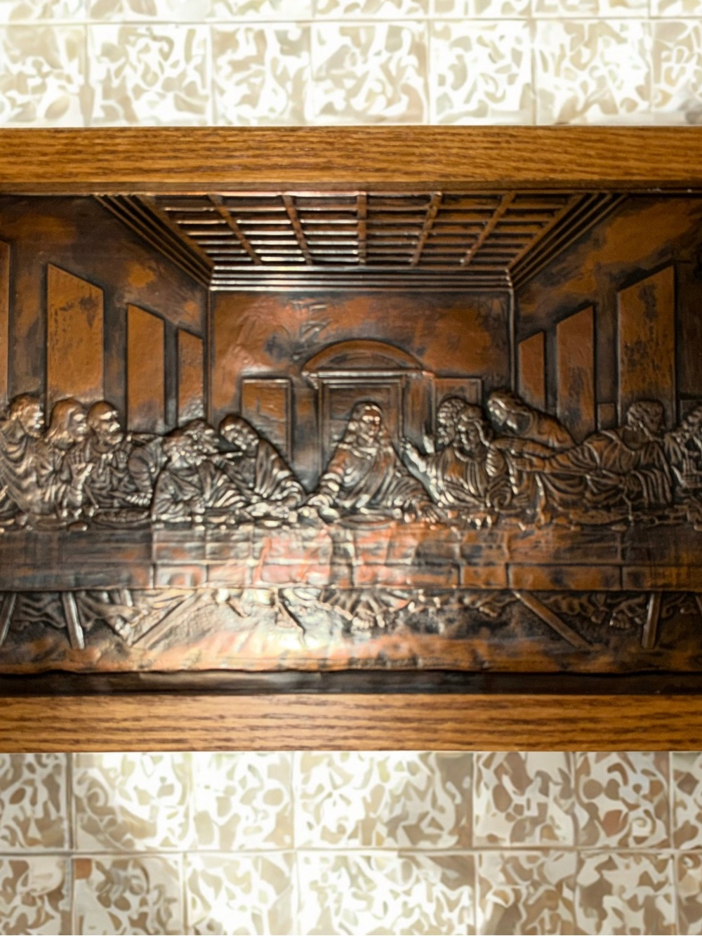 Carved Wooden Relief Wall Art - The Last Supper Motif